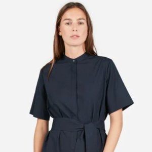 Everlane Cotton Collarless Belted Shirtdress
